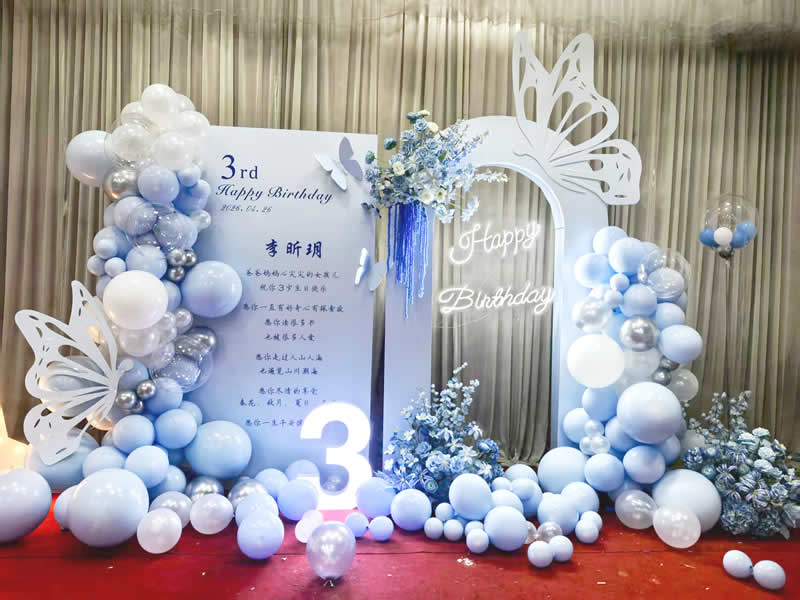 蓝色蝴蝶仙境小仙女+happbirthday亮化灯-图一