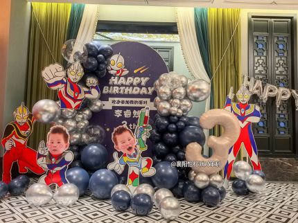 奥特曼主题3岁男孩生日派对装饰背景墙客厅氛围场景布置
